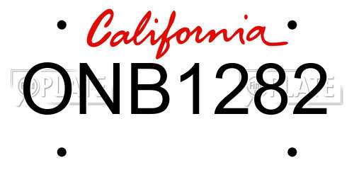 ONB1282 California License Plate