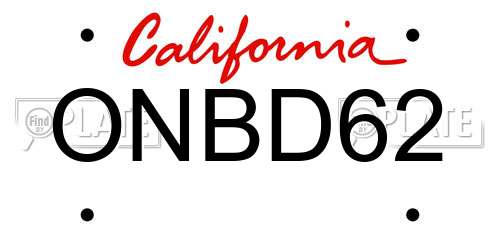 ONBD62 California License Plate