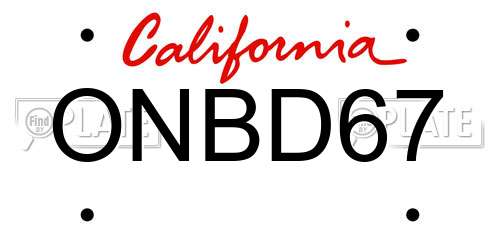 ONBD67 California License Plate