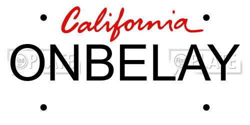 ONBELAY California License Plate