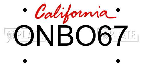 ONBO67 California License Plate