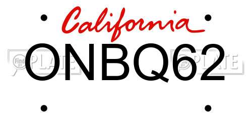 ONBQ62 California License Plate