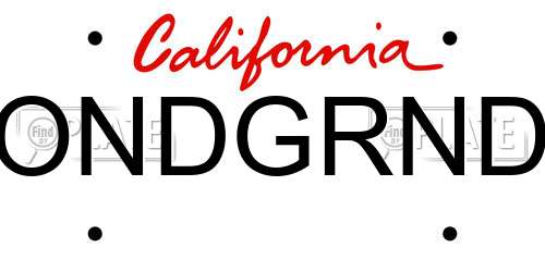 ONDGRND California License Plate