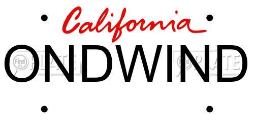 ONDWIND California License Plate