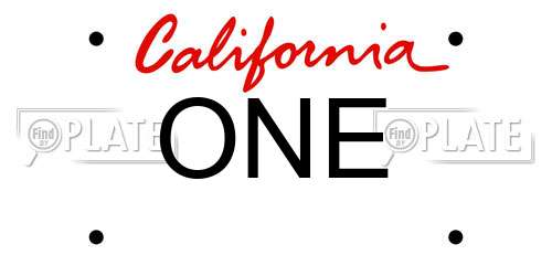 ONE California License Plate