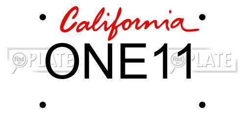 ONE11 California License Plate