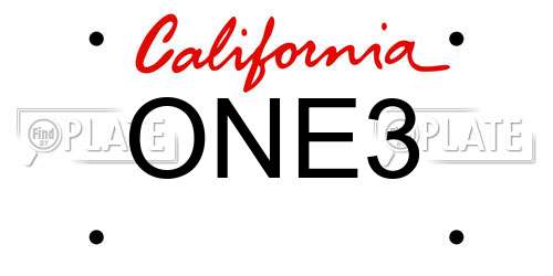 ONE3 California License Plate