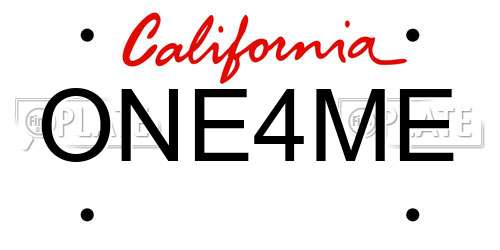 ONE4ME California License Plate