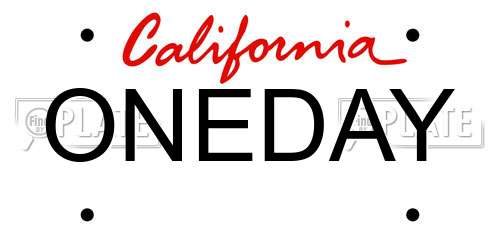 ONEDAY California License Plate