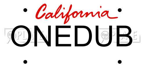 ONEDUB California License Plate