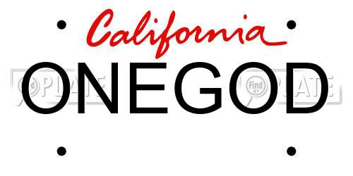 ONEGOD California License Plate