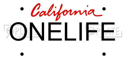 ONELIFE California License Plate