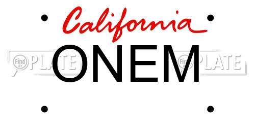 ONEM California License Plate