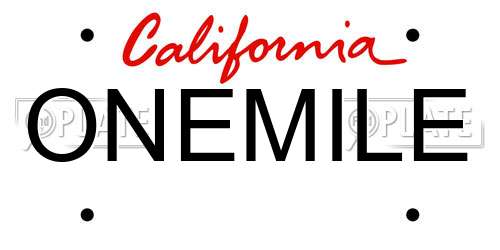 ONEMILE California License Plate
