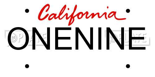 ONENINE California License Plate