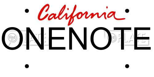 ONENOTE California License Plate