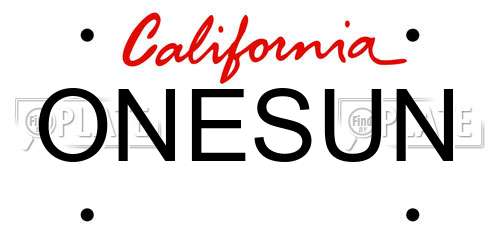 ONESUN California License Plate