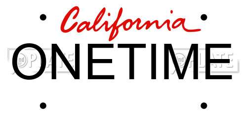 ONETIME California License Plate