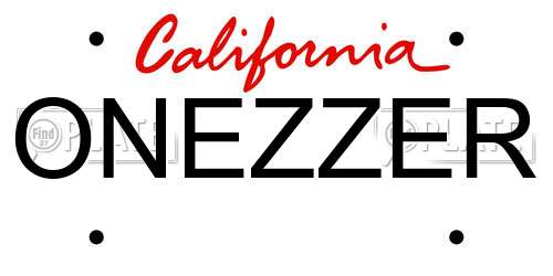 ONEZZER California License Plate