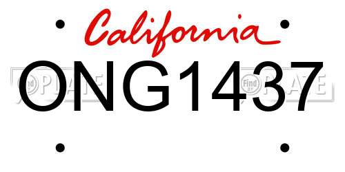 ONG1437 California License Plate