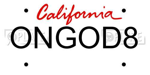 ONGOD8 California License Plate