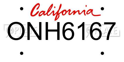 ONH6167 California License Plate