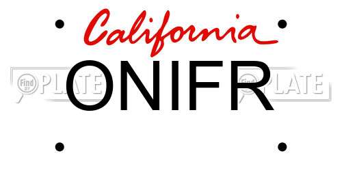 ONIFR California License Plate