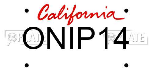 ONIP14 California License Plate