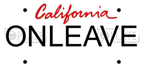 ONLEAVE California License Plate