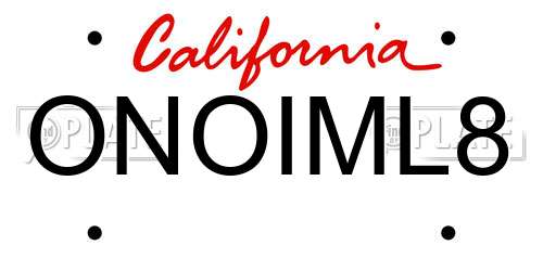 ONOIML8 California License Plate