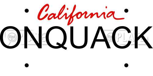 ONQUACK California License Plate