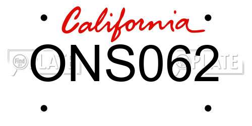 ONS062 California License Plate