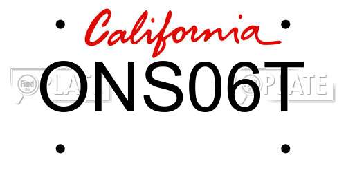 ONS06T California License Plate