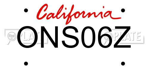 ONS06Z California License Plate