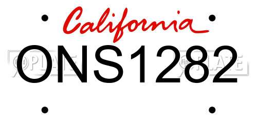 ONS1282 California License Plate