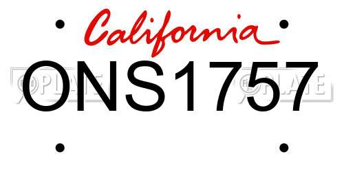 ONS1757 California License Plate