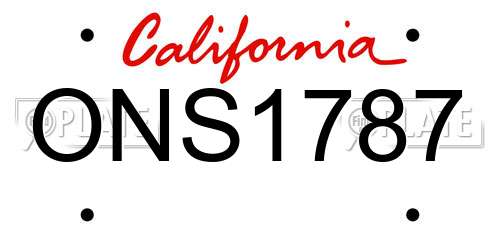 ONS1787 California License Plate