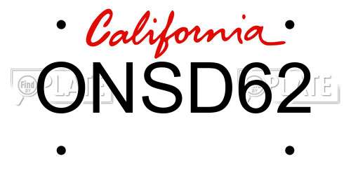 ONSD62 California License Plate