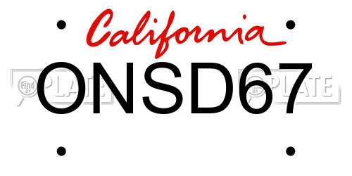 ONSD67 California License Plate