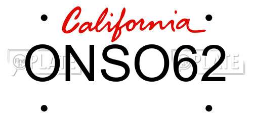 ONSO62 California License Plate