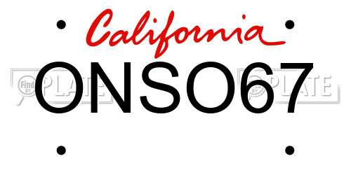 ONSO67 California License Plate
