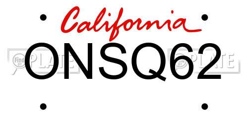 ONSQ62 California License Plate