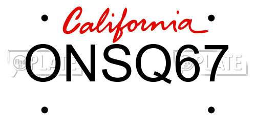ONSQ67 California License Plate
