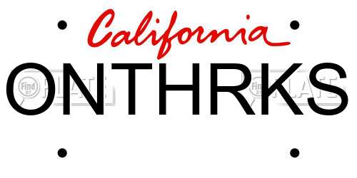 ONTHRKS California License Plate