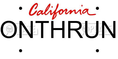 ONTHRUN California License Plate