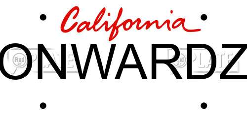 ONWARDZ California License Plate