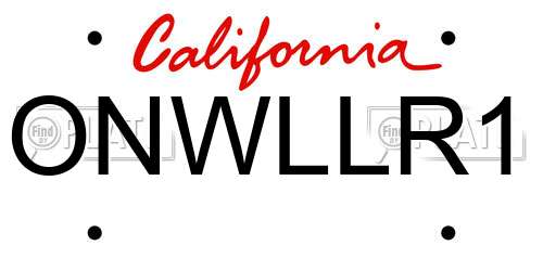 ONWLLR1 California License Plate