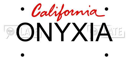 ONYXIA California License Plate