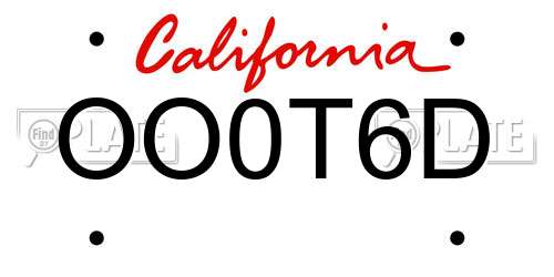 OO0T6D California License Plate