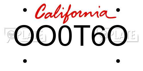 OO0T6O California License Plate